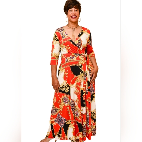 The Red/Gold Maxi Dress - Picture 2 of 2